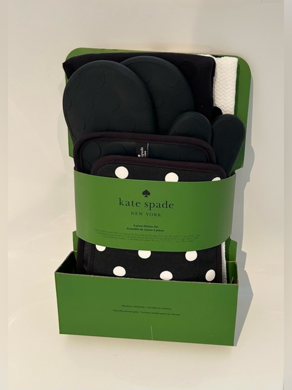 NWT KATE SPADE NEW YORK Black & White Polka Dot 6-Piece Kitchen Set